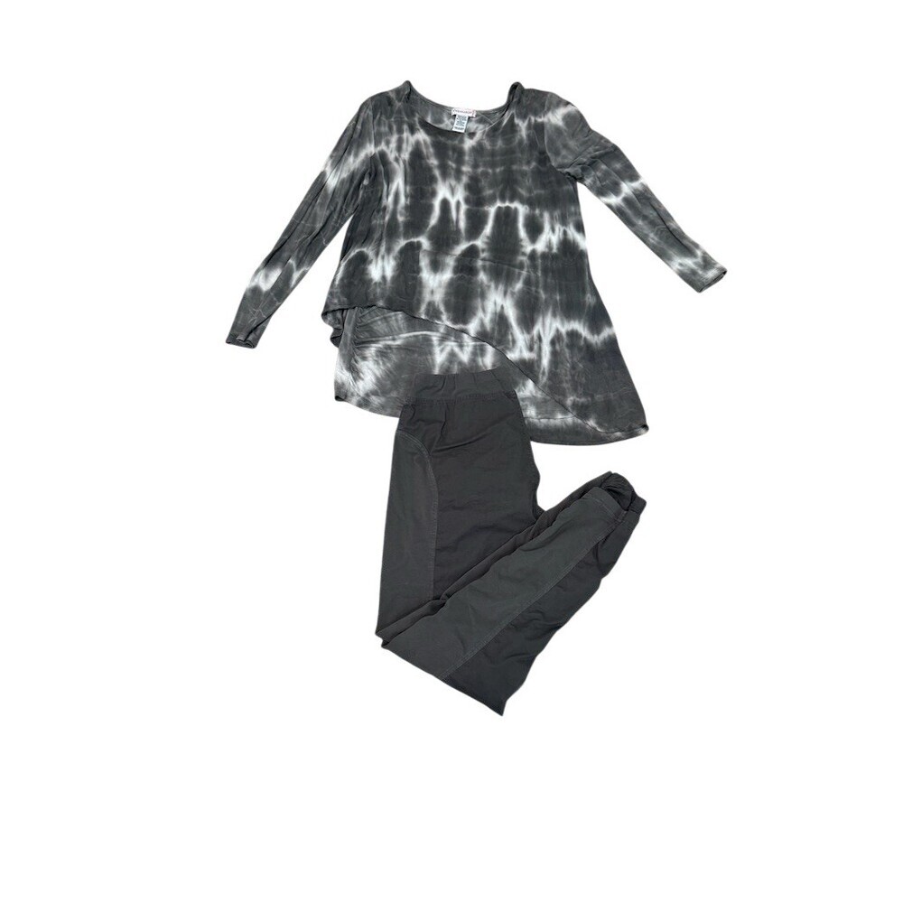 Wearables 2-Piece Outfit Set Womens M Olive Green Tie-Dye Tunic Top & Pants - Picture 2 of 6